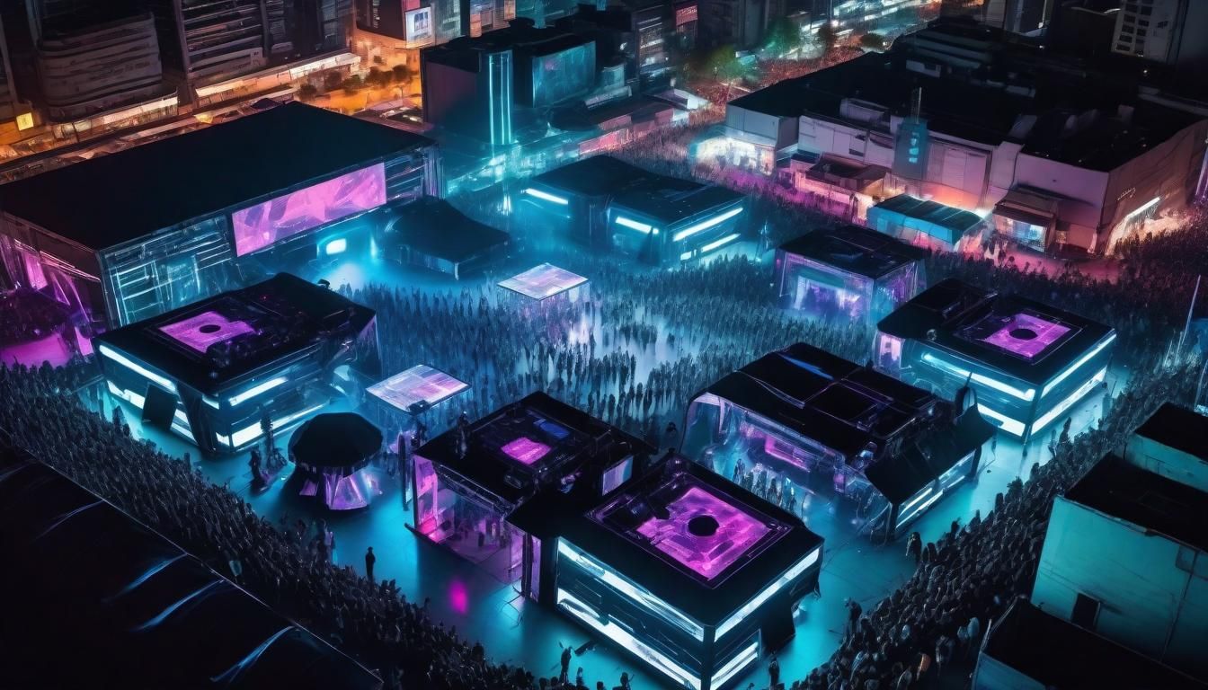 Cyberpunk Electronic Music Concert Aerial Photography