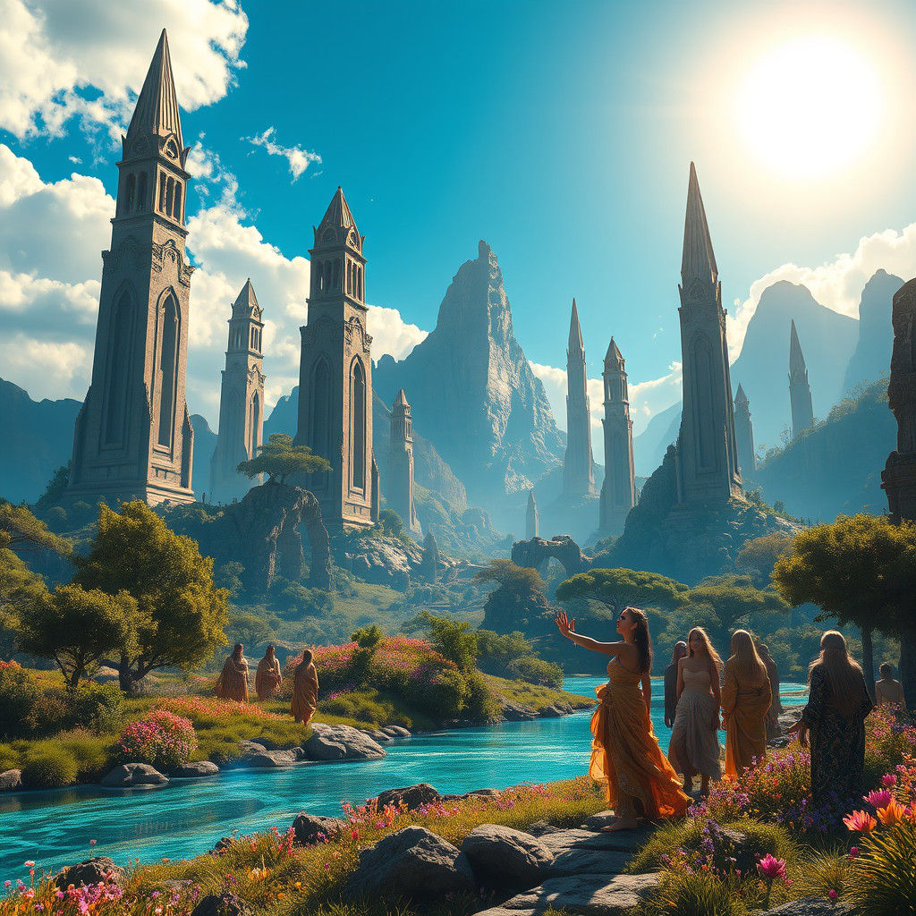 Utopian Ancient Empire Landscape in Beksiński Style