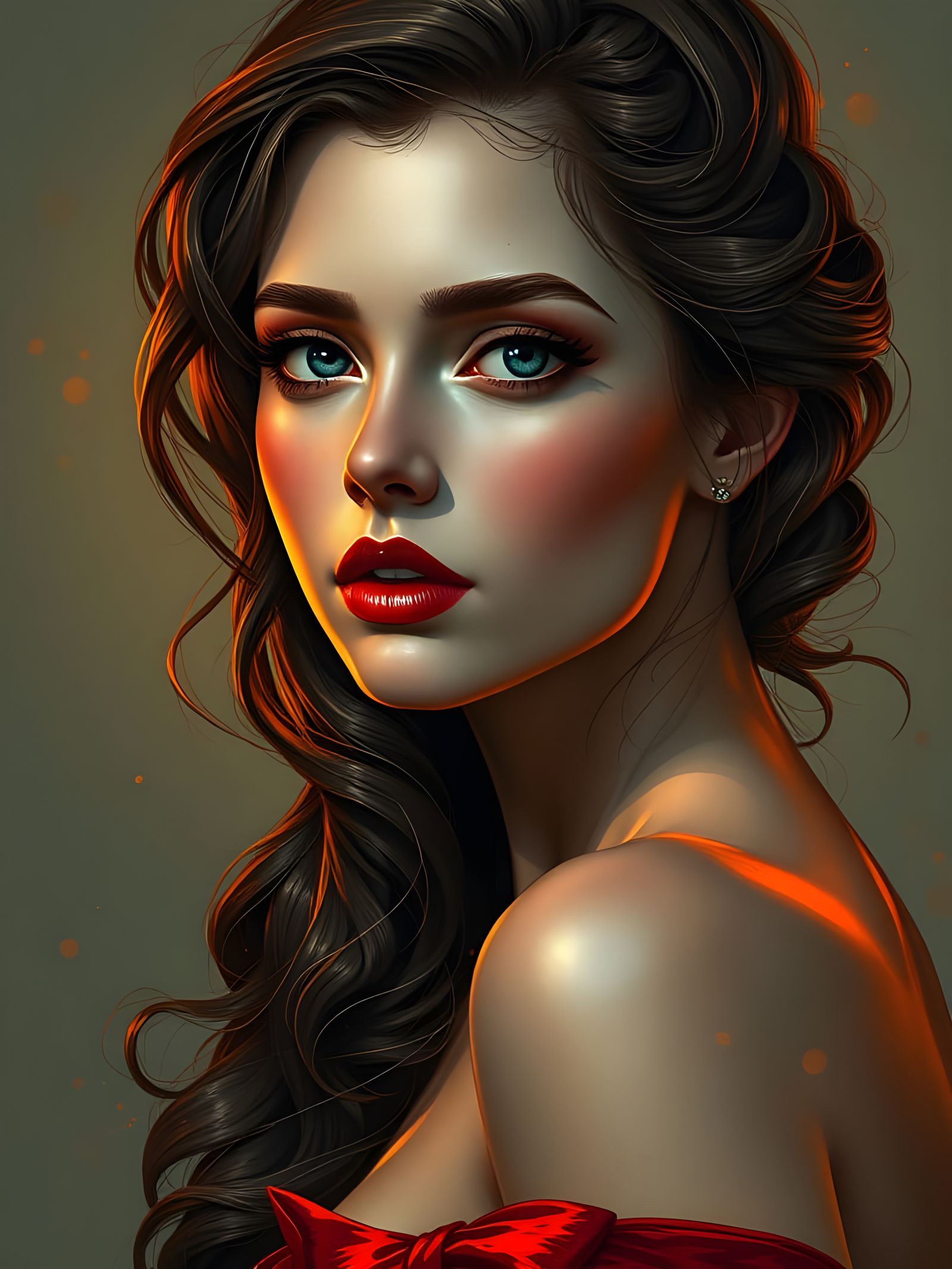 Elegant Young Woman in Post-Apocalyptic Chiaroscuro