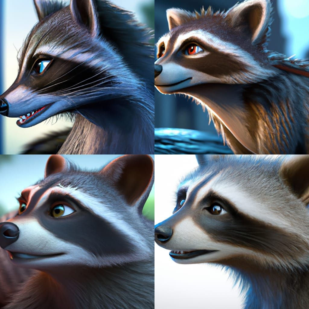 Anthro Raccoon with a Sly Look, Digital Painting