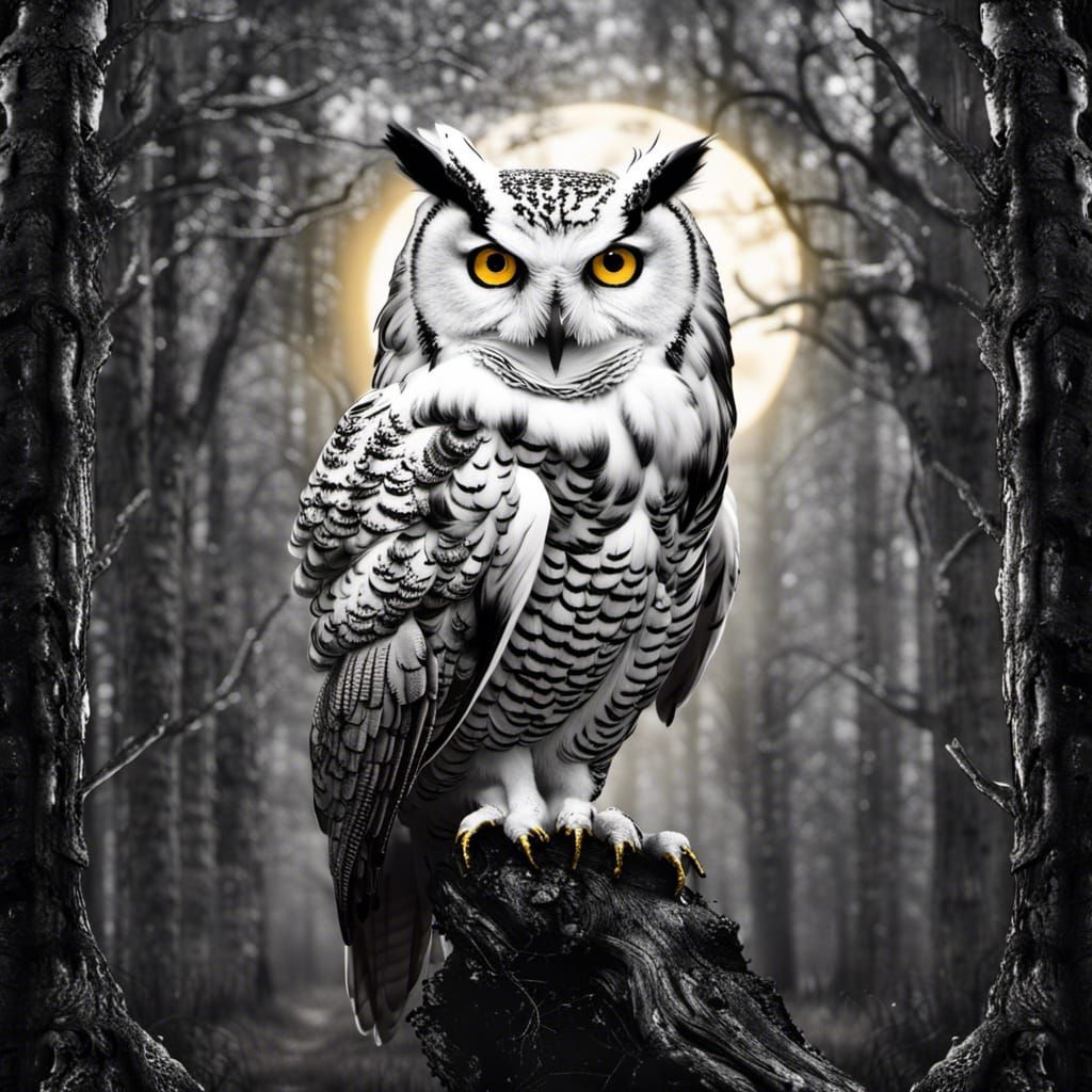 Nocturnal Forest Guardian: Owl in Gold Light