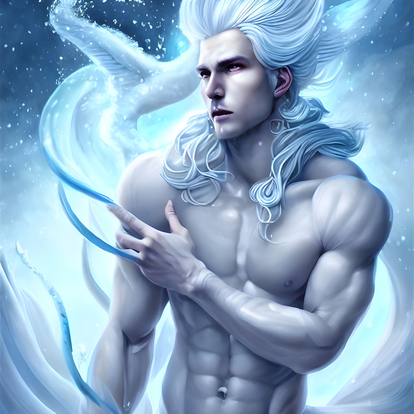 Snow God with Swirling Ice Magic