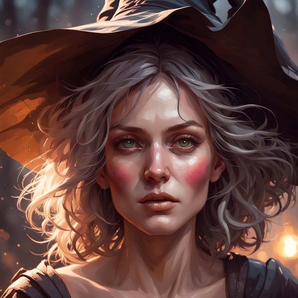 Detailed Witch Portrait with Dynamic Lighting