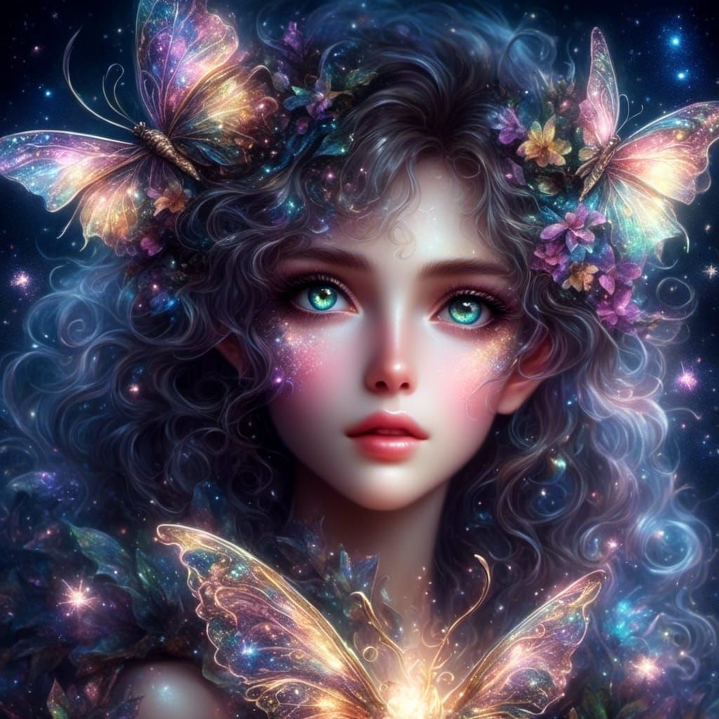 Anime Portrait: Stargazer in Sparkling Moonlight