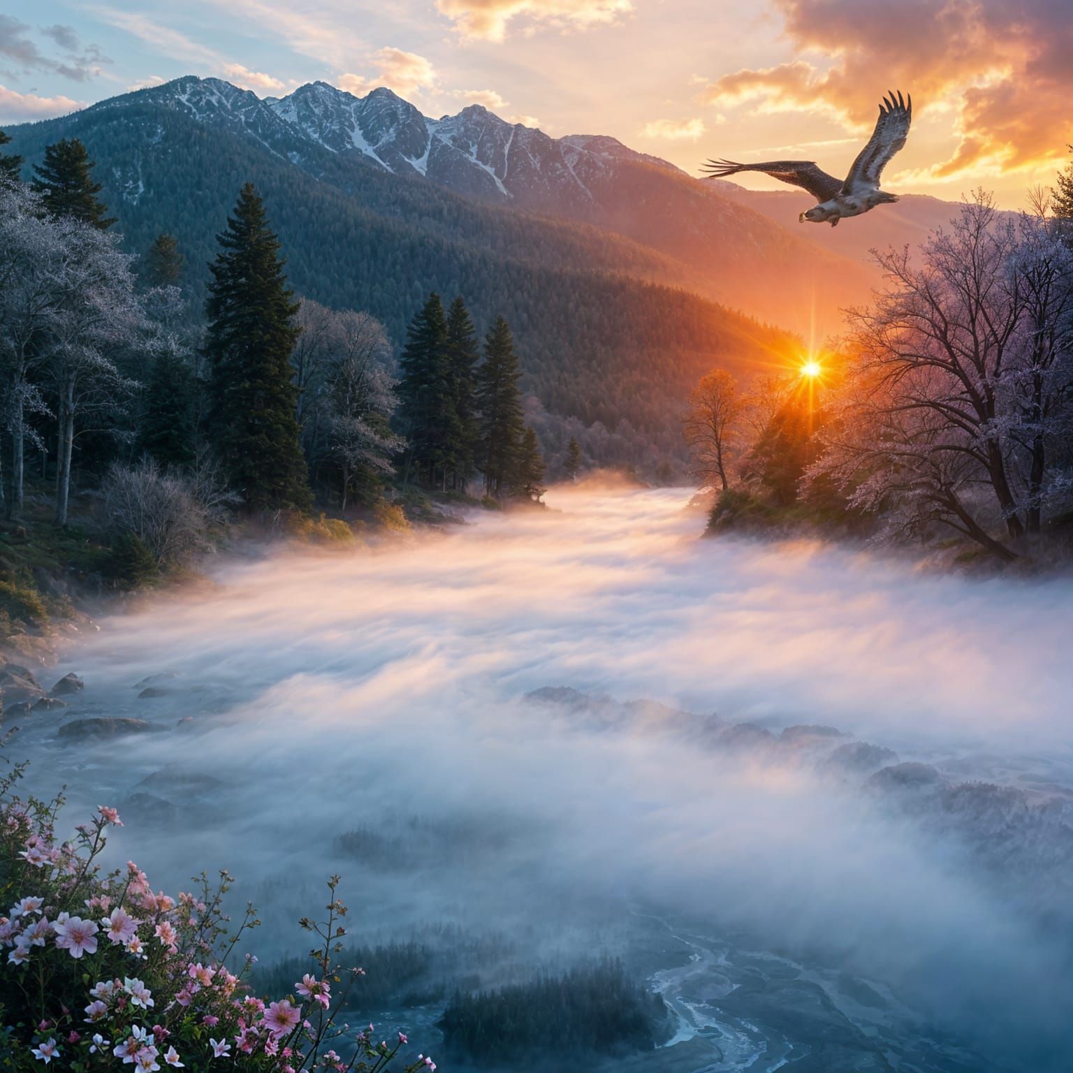 Mist rising over the River