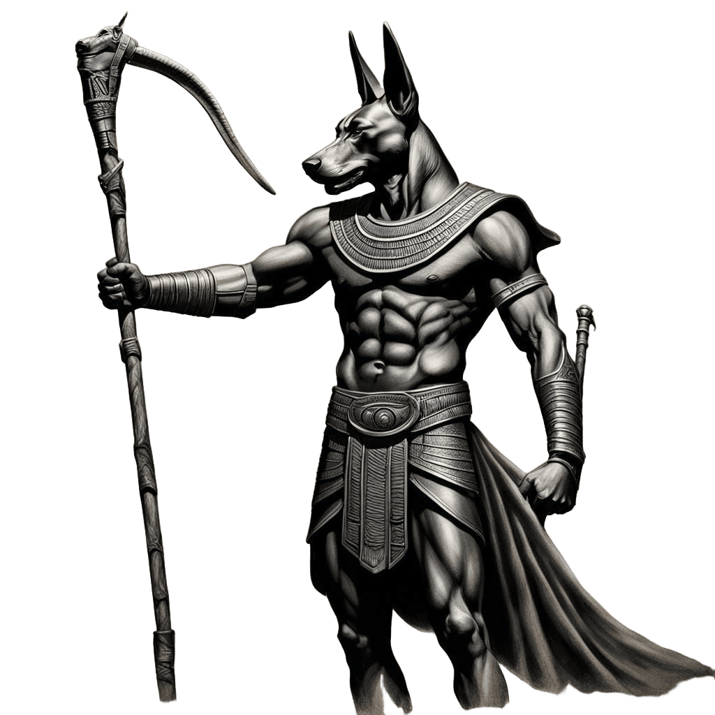 Fierce Anubis: A Hyperdetailed Charcoal Drawing