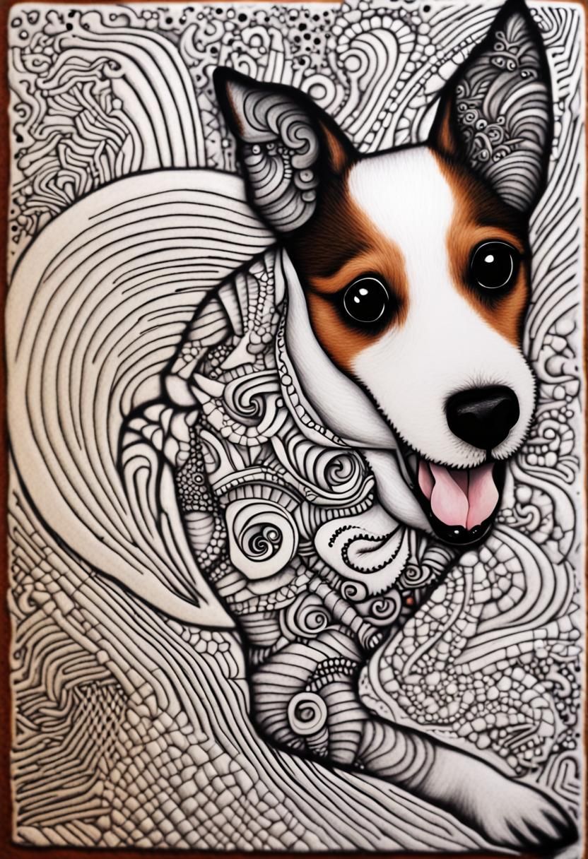 Miniature Jack Russell in Quantum Zentangle Style