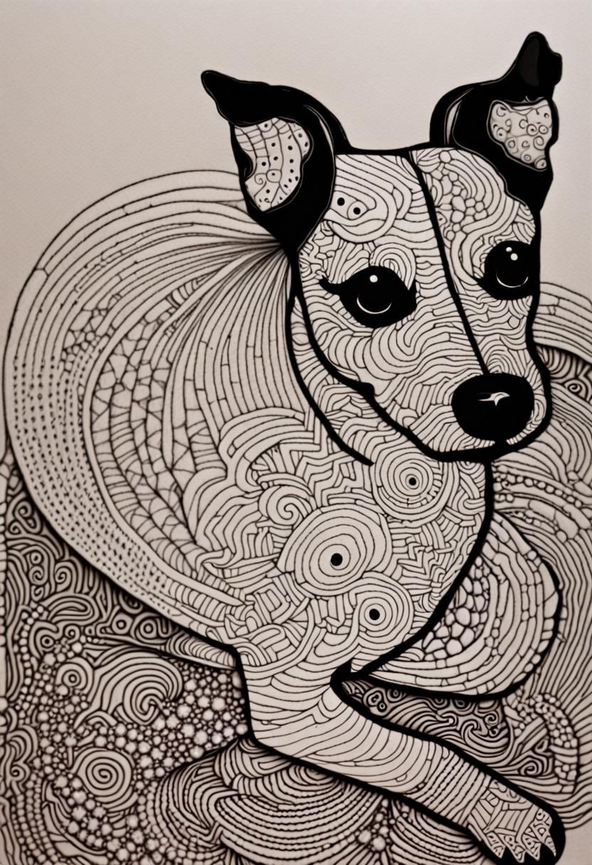 Miniature Jack Russell in Quantum Zentangle Style