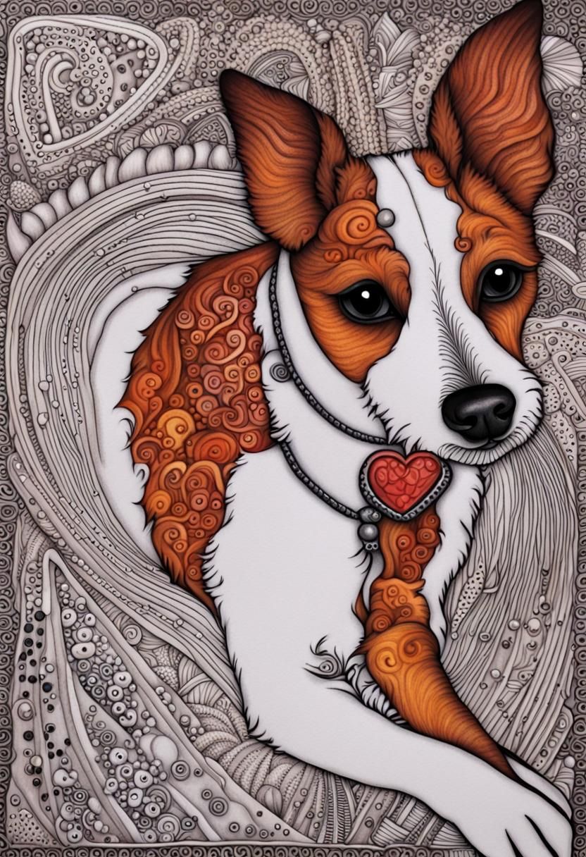 Miniature Jack Russell in Quantum Zentangle Style