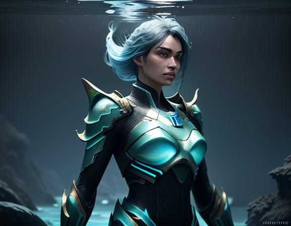 Futuristic Underwater Amphipioid in 3D Cinematic Style