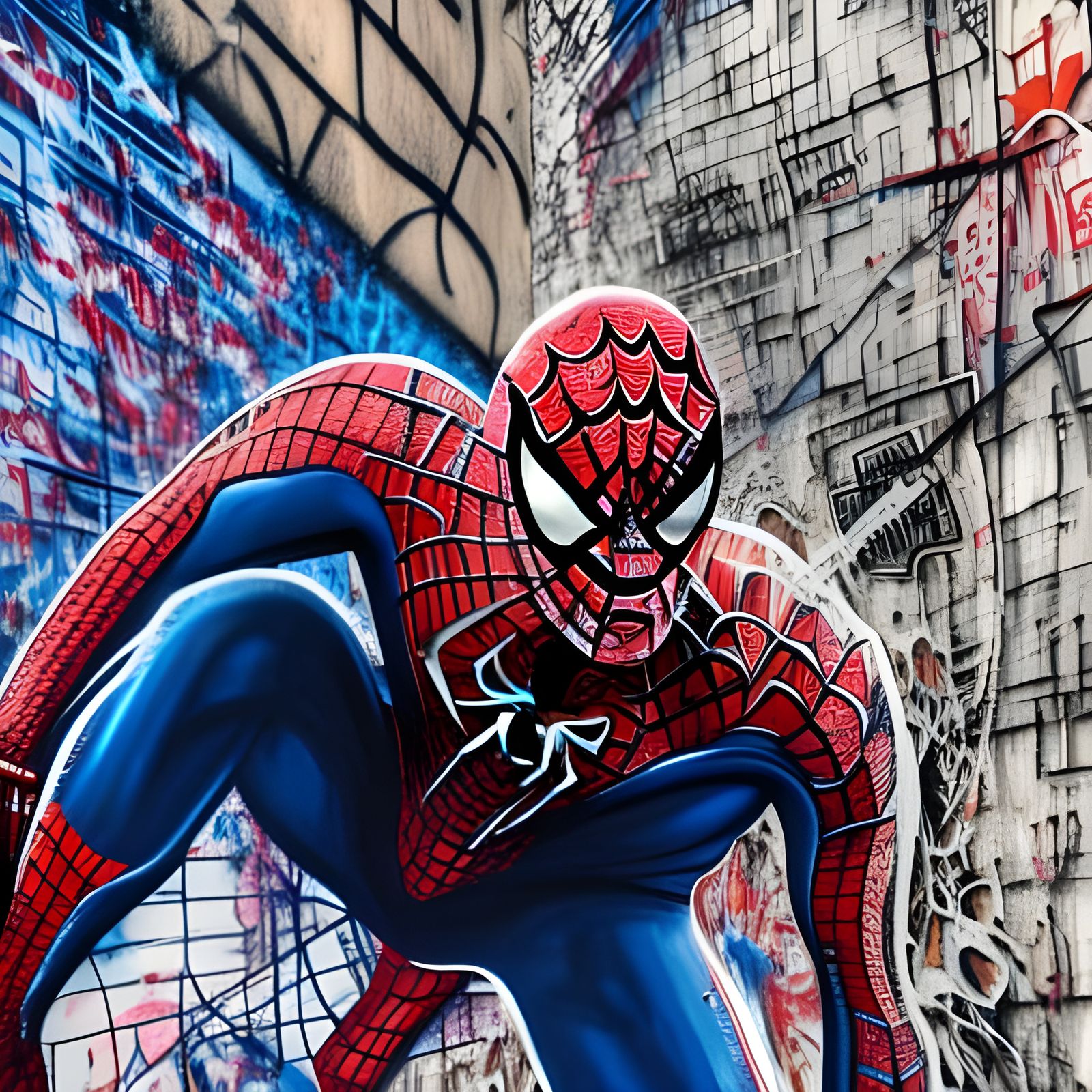 Spider-Man Graffiti Art: Hyperdetailed Close-Up