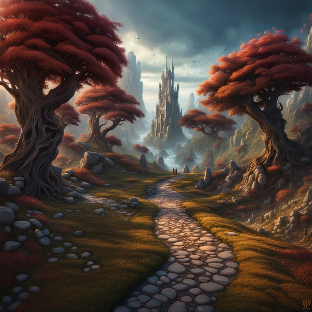 Two Paths Diverge in a Fantasy Landscape