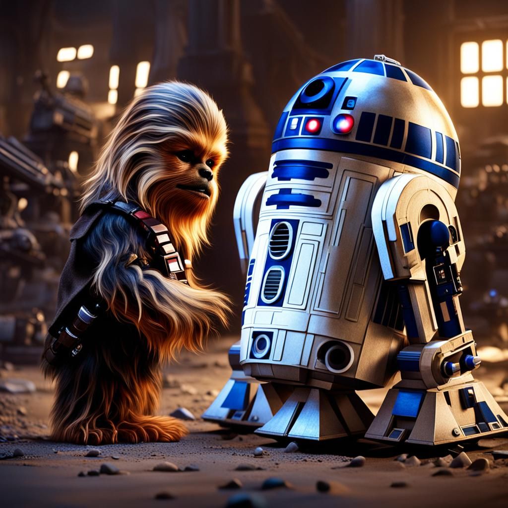 Baby Chewbacca and R2D2: Digital Matte Painting