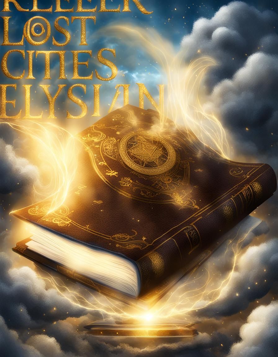 Glowing Book on Clouds: Fantasy Illustration