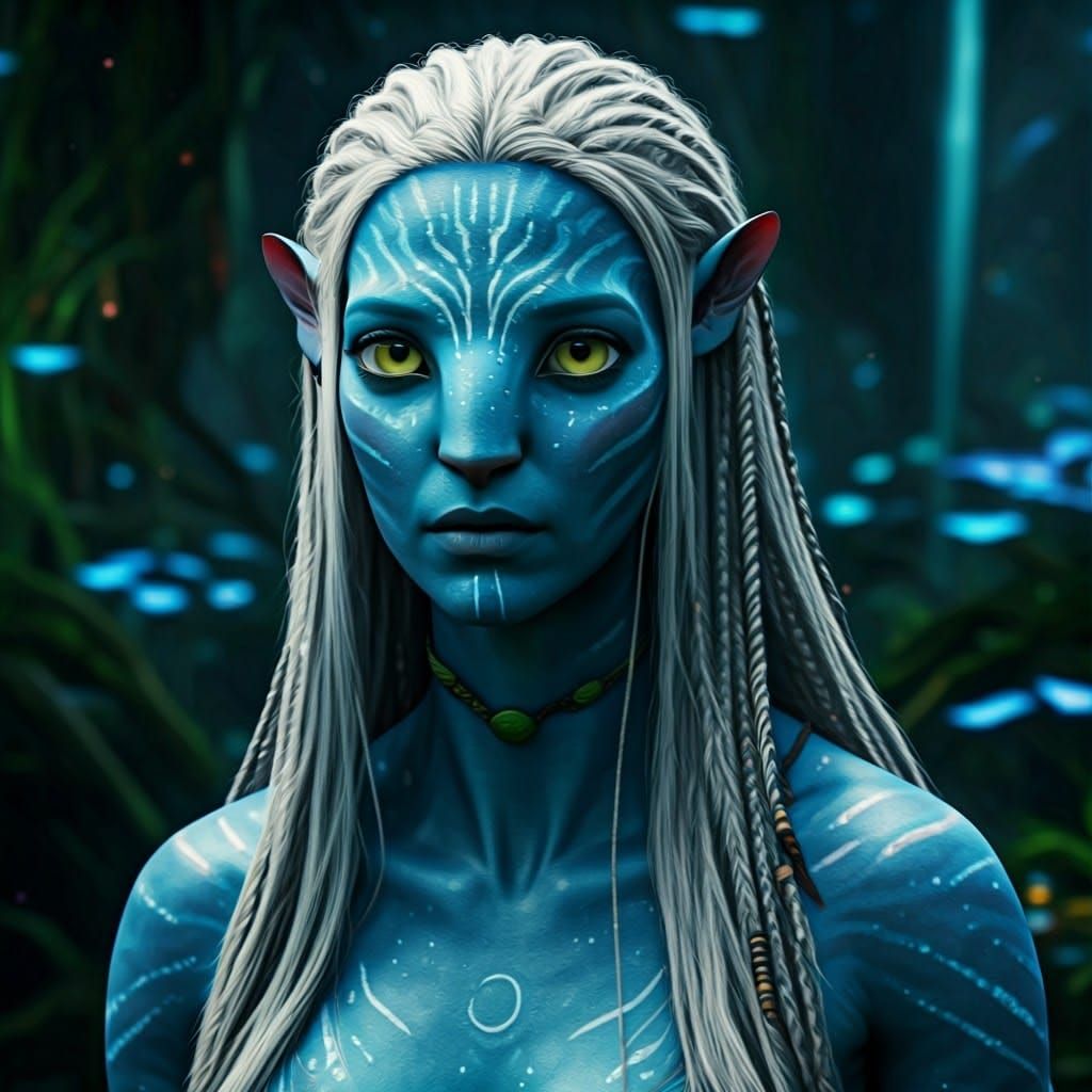 Photorealistic Female Na'vi Portrait in Pandora Forest