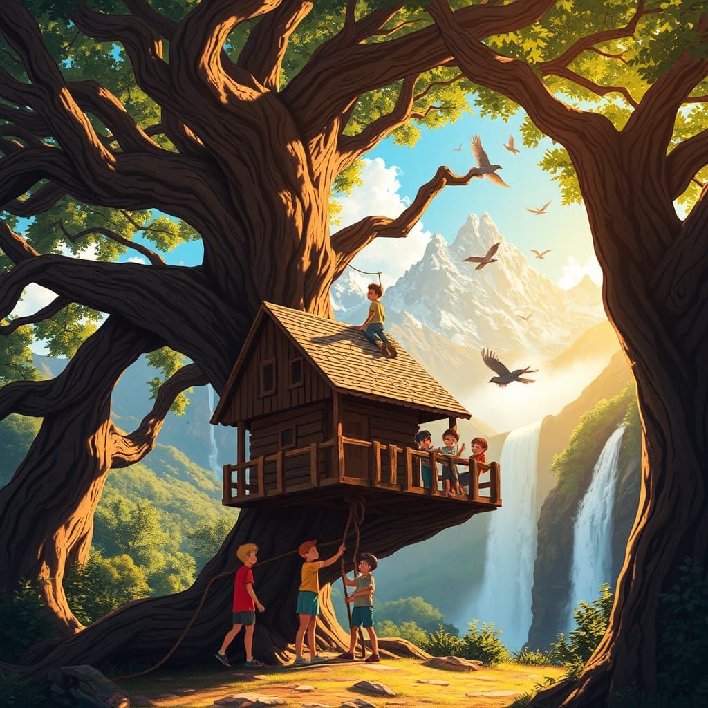 Kids Build Treehouse: Manga-Inspired Summer Adventure