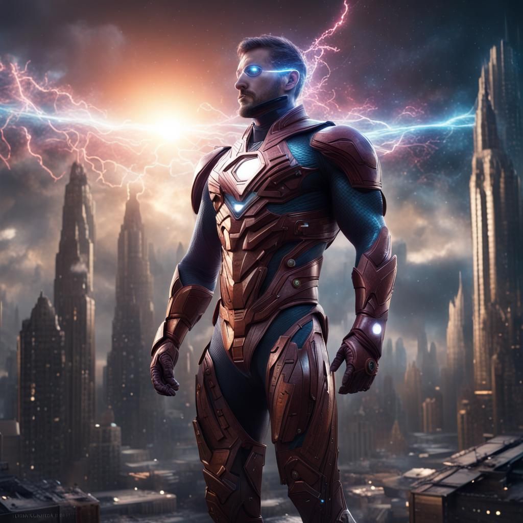 Cosmic Fantasy Superhero: Plasma Man Digital Painting