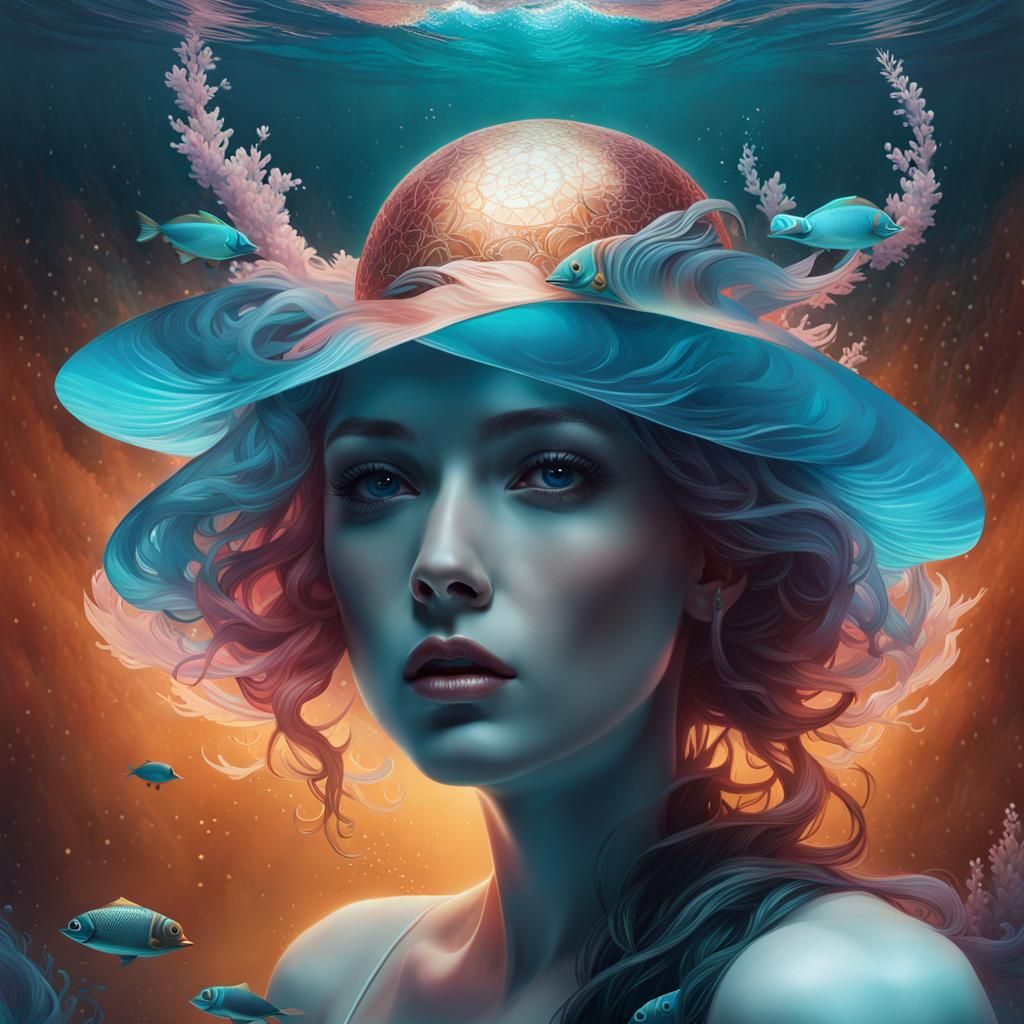 Surreal Portrait in the Style of Art Nouveau