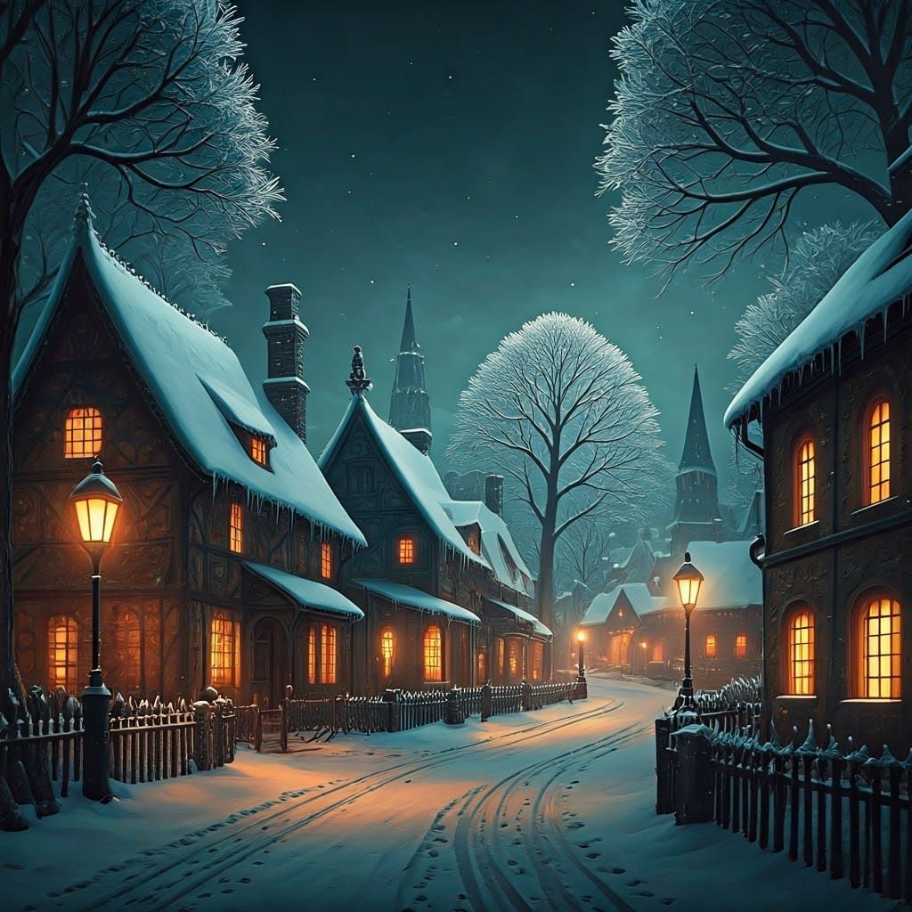 Enchanting Victorian Village in Dreamlike Matte Painting Sty...