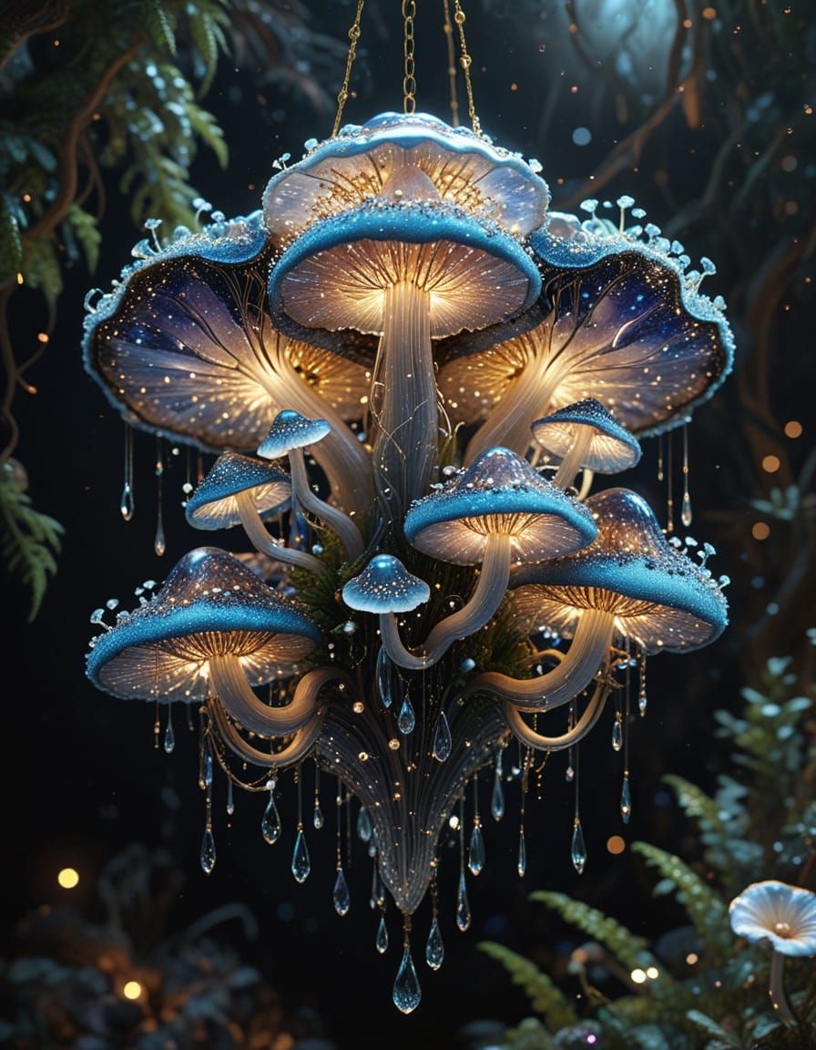 Ethereal Hypermaximalist Chandelier with Iridescent Glow