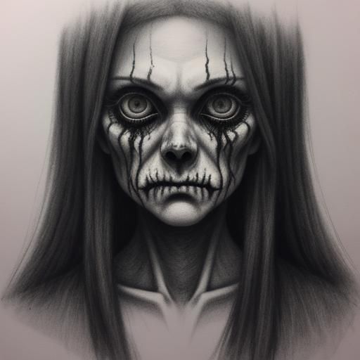 Eerie Hyperdetailed Charcoal Drawing