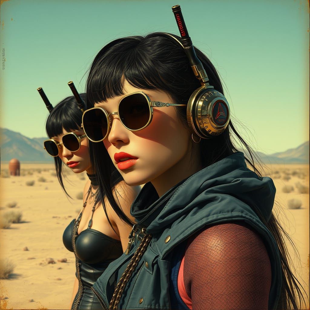 Neon Punk Allies Unite in Vibrant Line Art