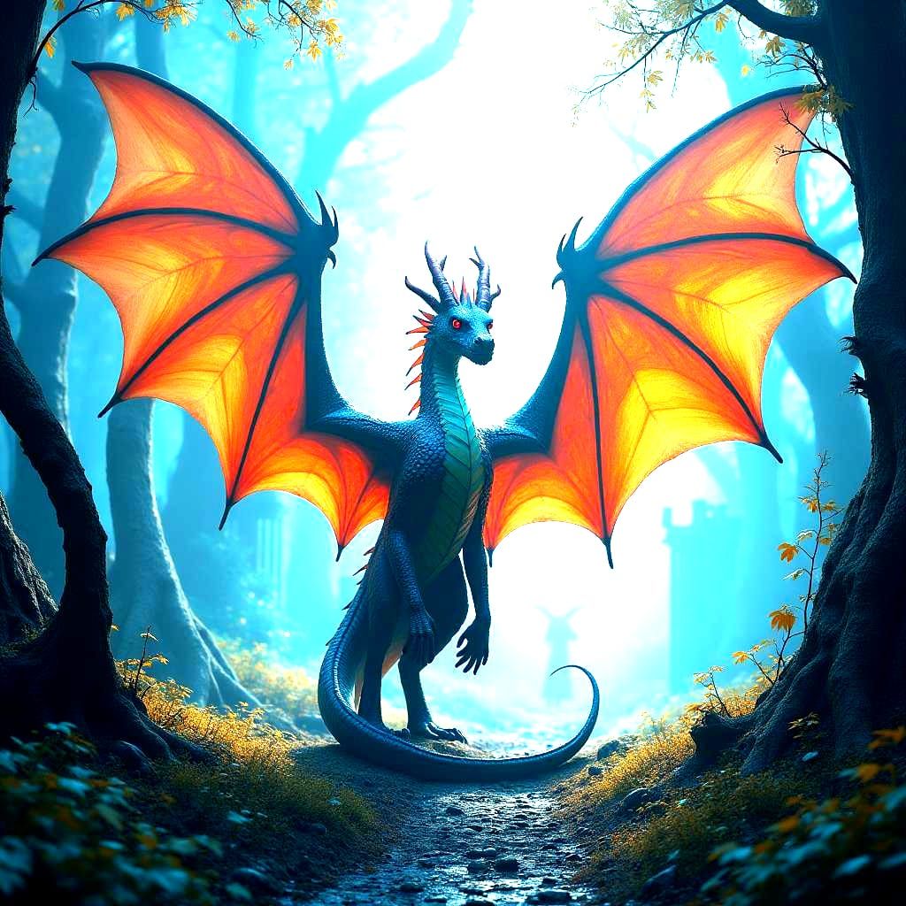 Fiery Wings: Detailed Fantasy Concept Art