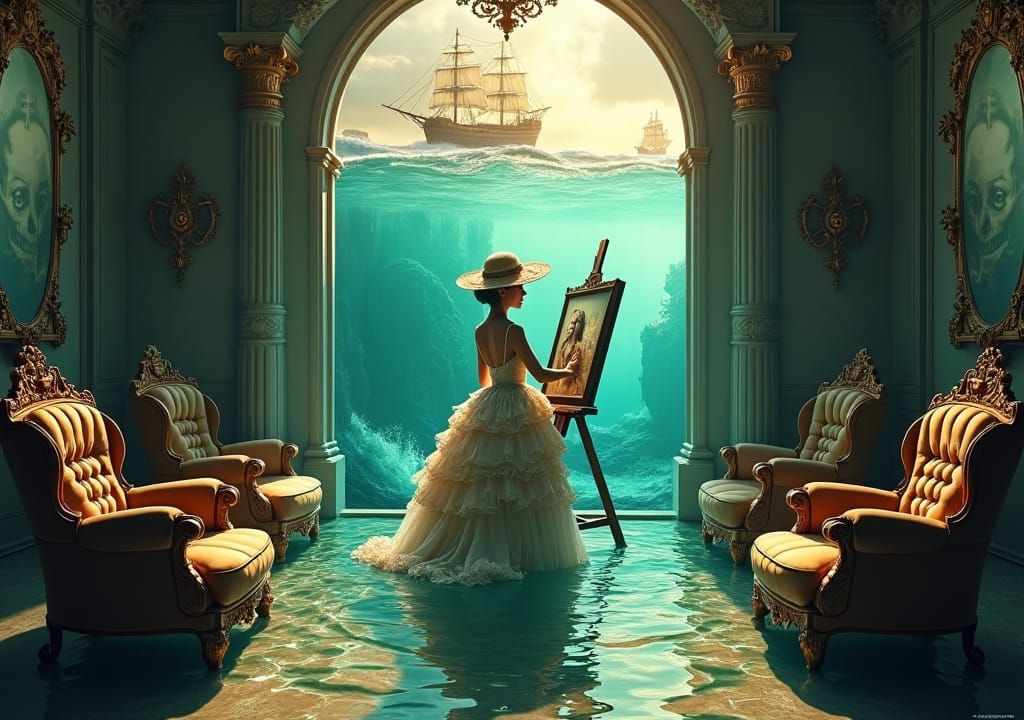 Opulent Palace Chamber with Painting of Pirate Woman