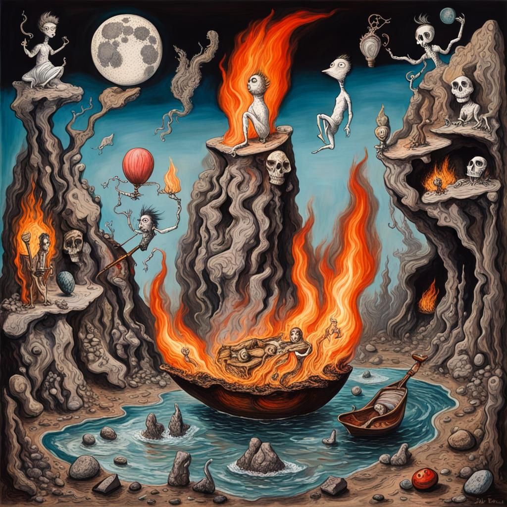 Surreal Dreamscape Collage in Maximalist Style