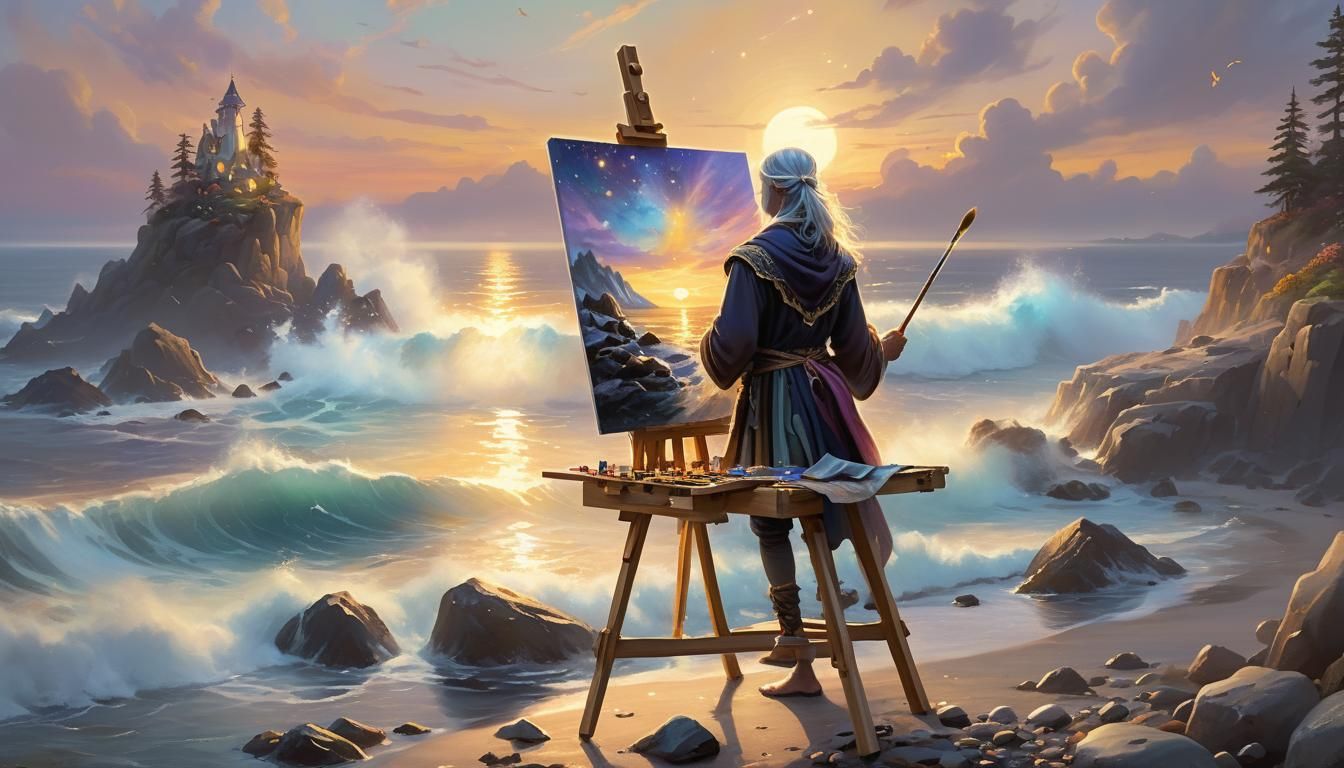 Drow Paints a Sunset with Magic Brush
