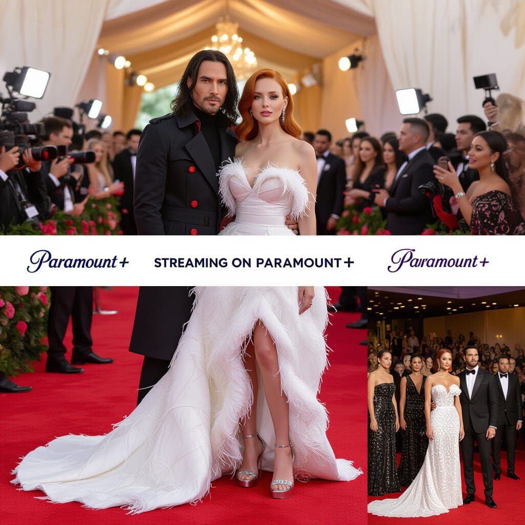 Luxurious Red Carpet Event Montage With Embracing Couple