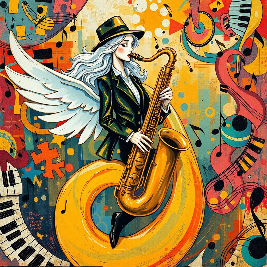 Jazz Saxophonist in the Style of Henri Matisse
