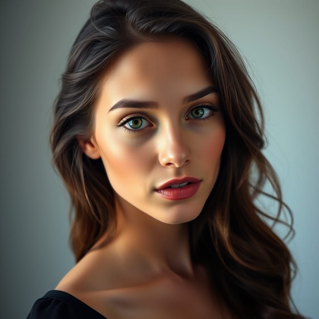 Portrait of a Serene Young Woman in Soft Lighting