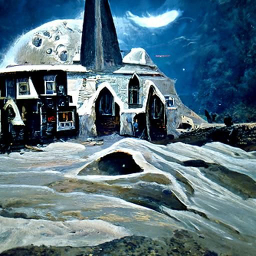 Moon Village: Oil Painting in Gurney Style