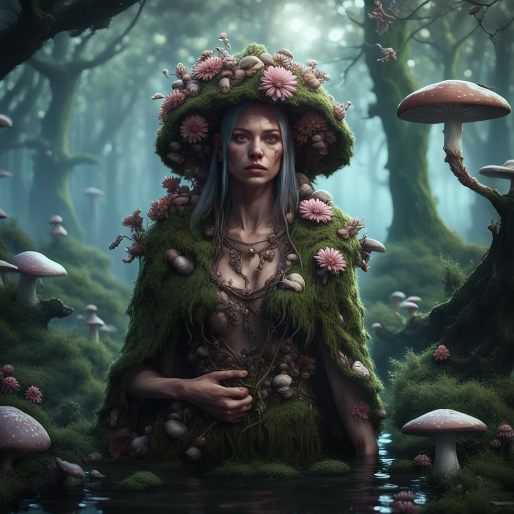 Swamp Druid in a Detailed Matte Painting