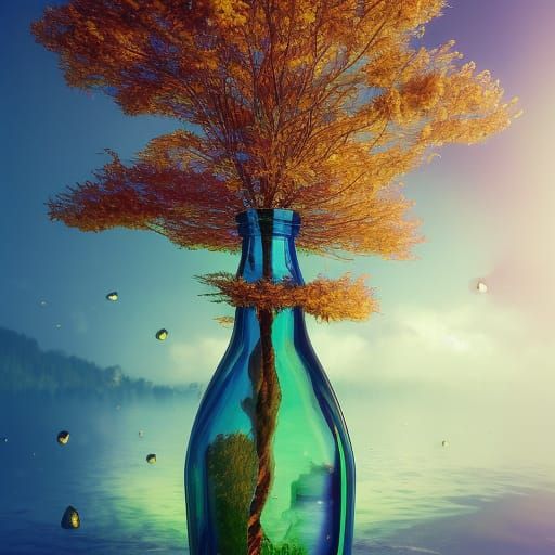 Tree Inside a Glass Bottle: Fantasy Airbrush Art