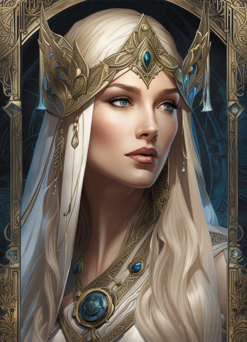 Elegant Galadriel Portrait in Eldritch Style