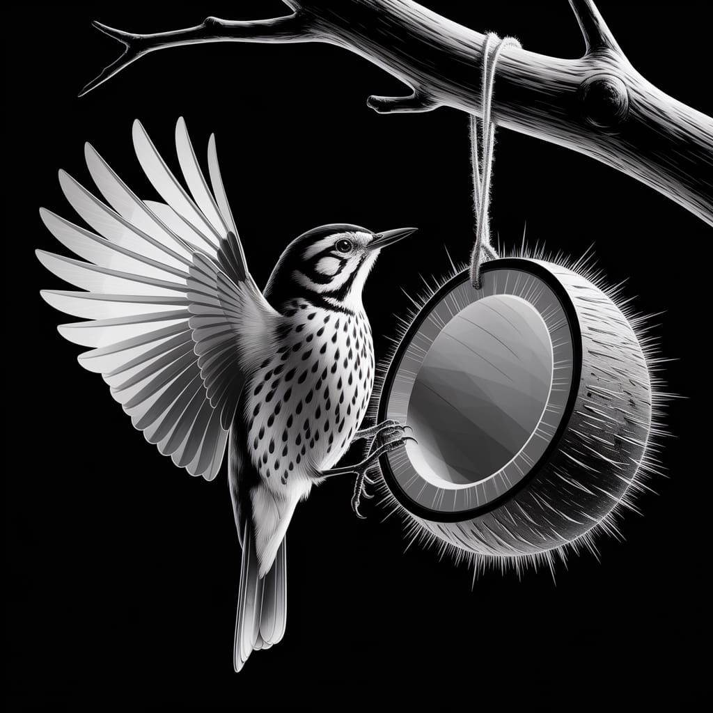 Thrush and Coconut in Winter Light