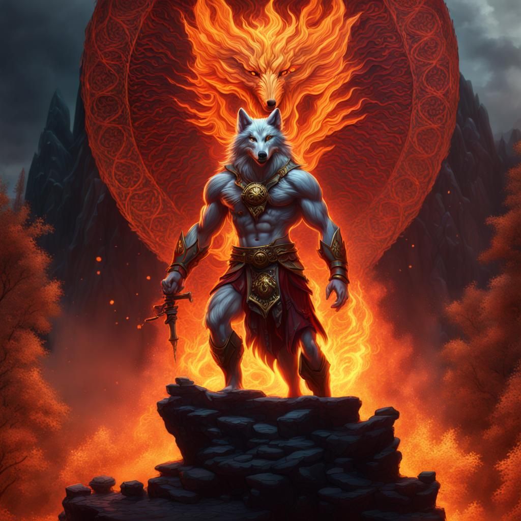 Fiery Wolf God Concept Art in Unreal Engine
