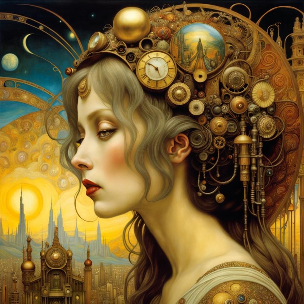 Art Nouveau Post-Apocalyptic Wonderland Painting