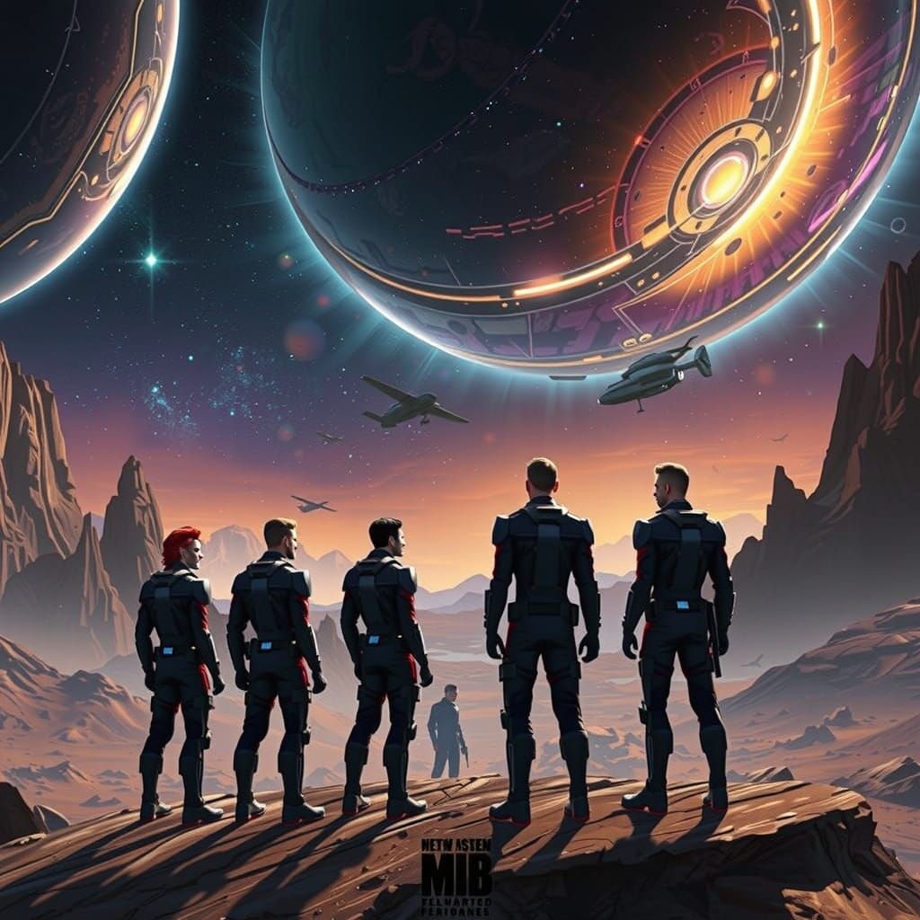 MIB Agents Gaze Up at a Swirling Galaxy in a Graphic Novel C...