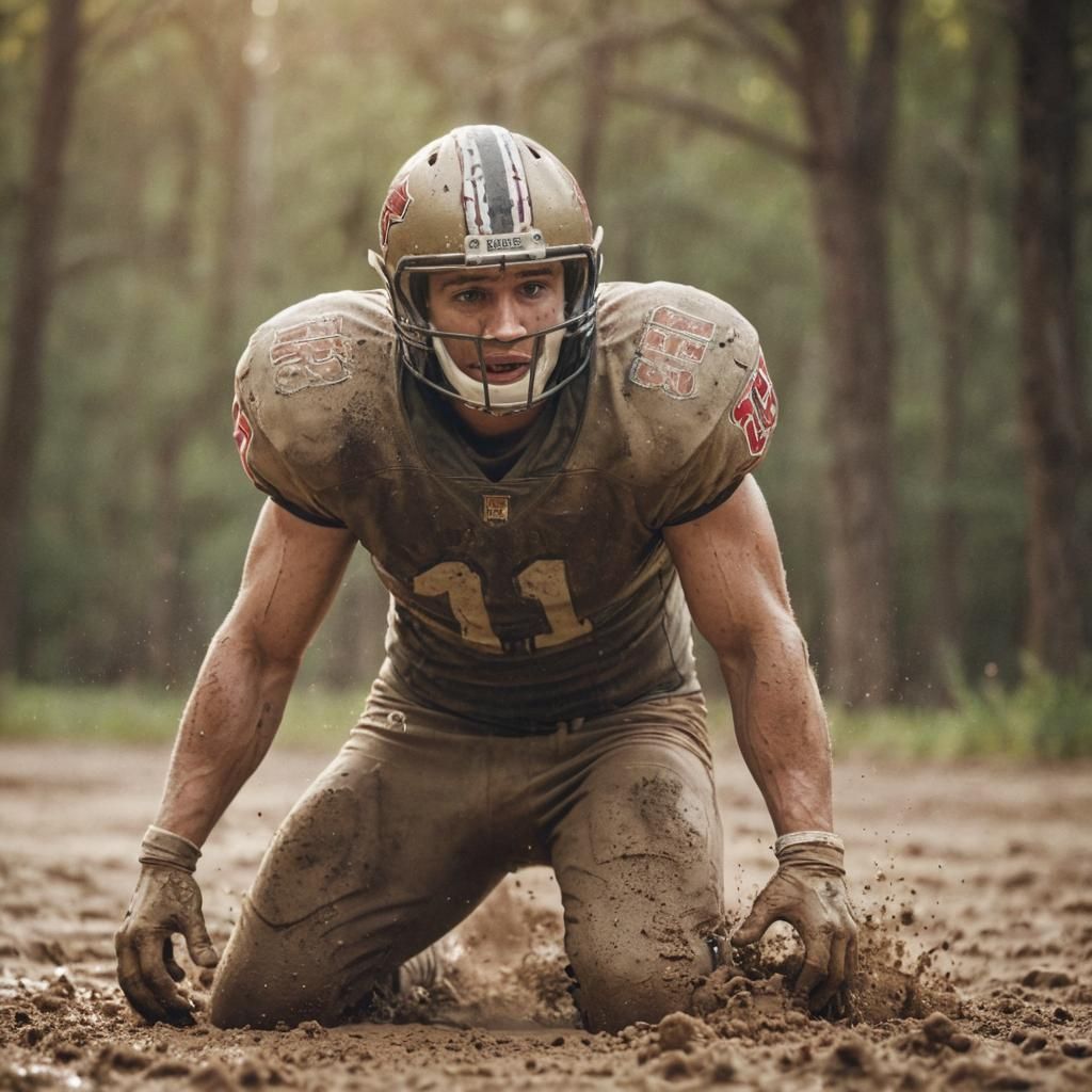 Football Player's Quicksand Nightmare: High-Resolution Sport...