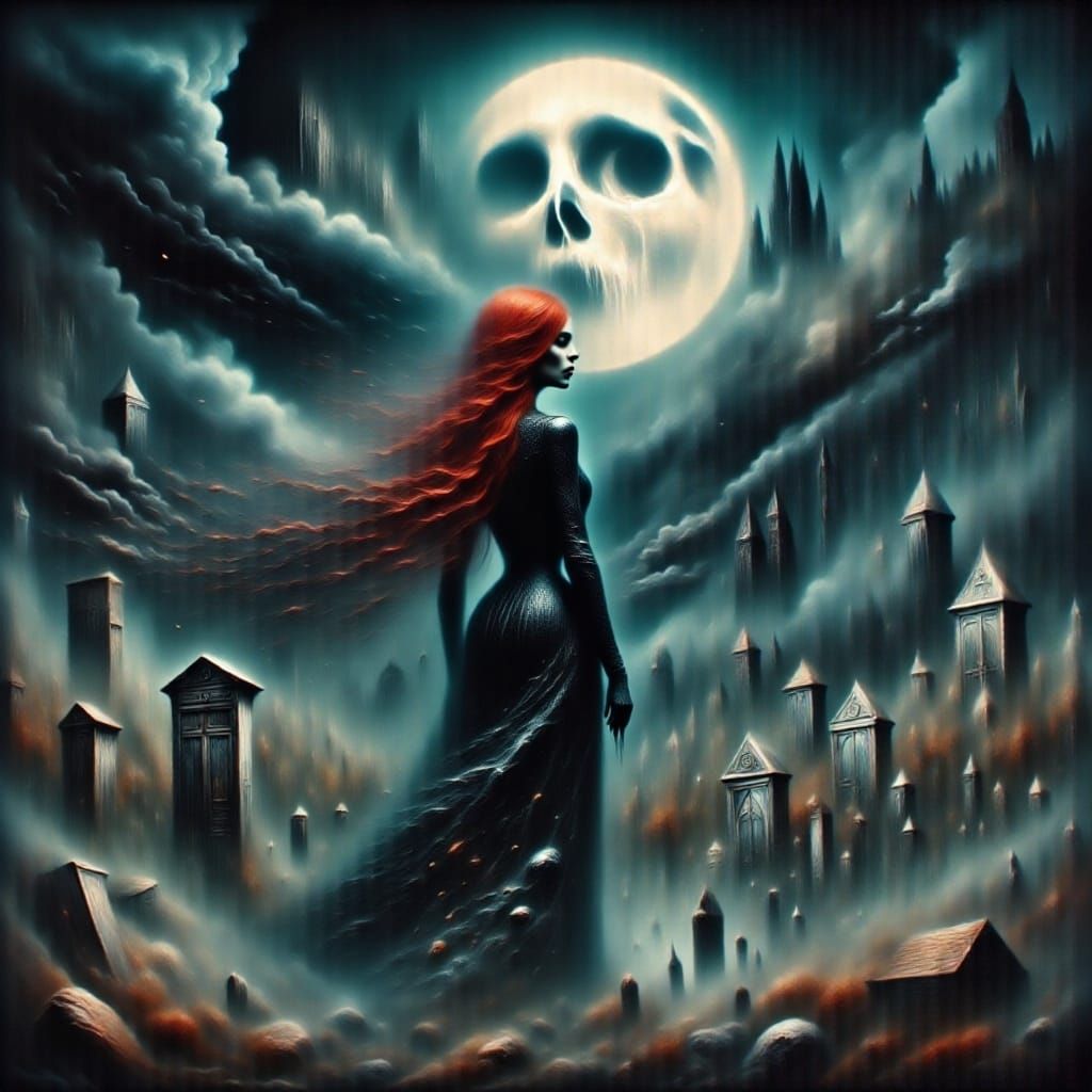 Cyberpunk Witch Seance in Gouache Style