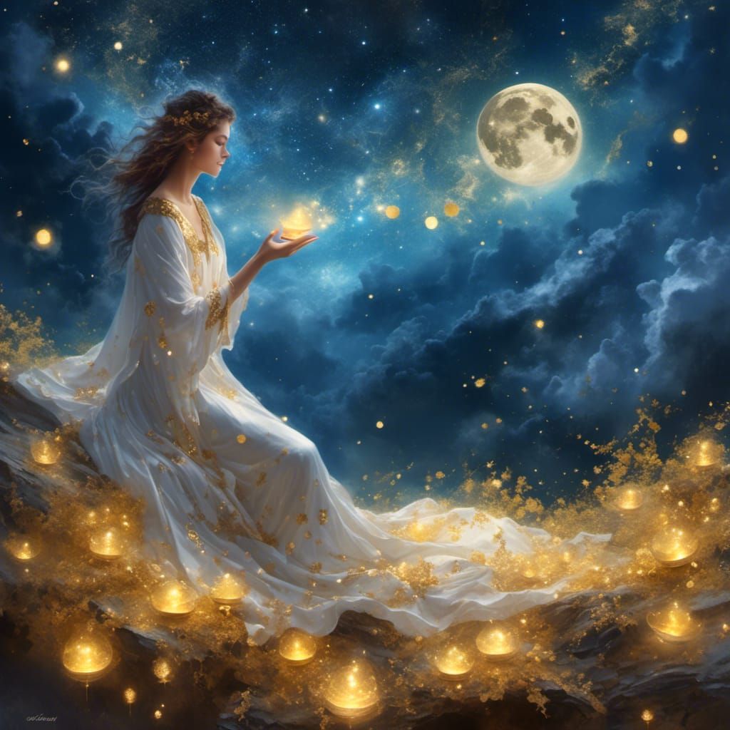 Goddess Portrait in Shiny Satin Robes