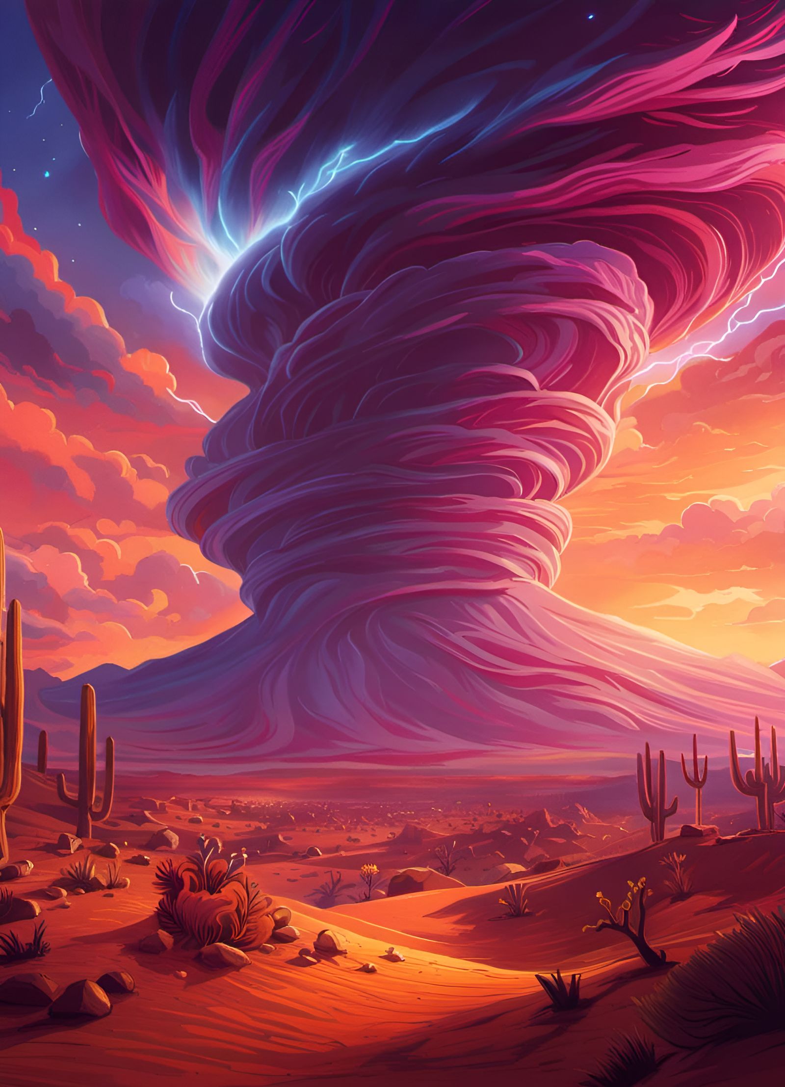 Desert Tornado Digital Art in Mumford Style
