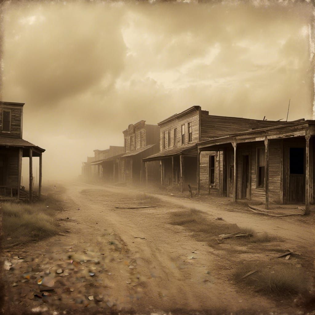 Dust Bowl Era Town in Macabre Photograph