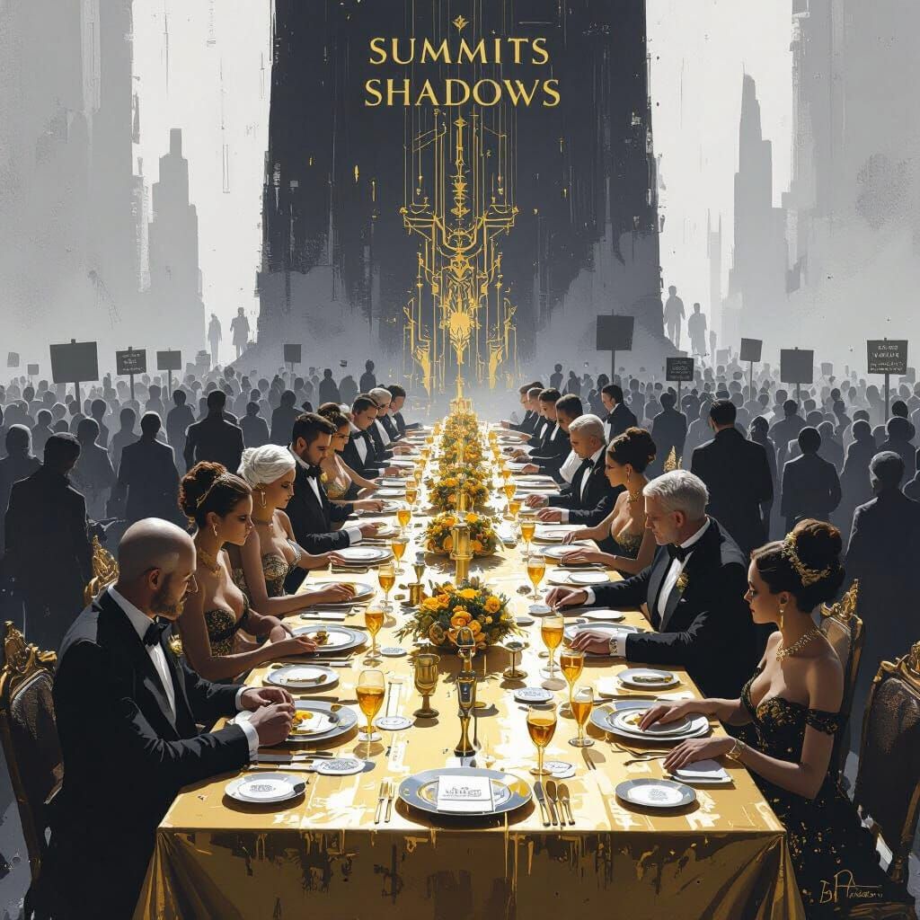 Dystopian Banquet: Wealth vs. Poverty in Digital Art