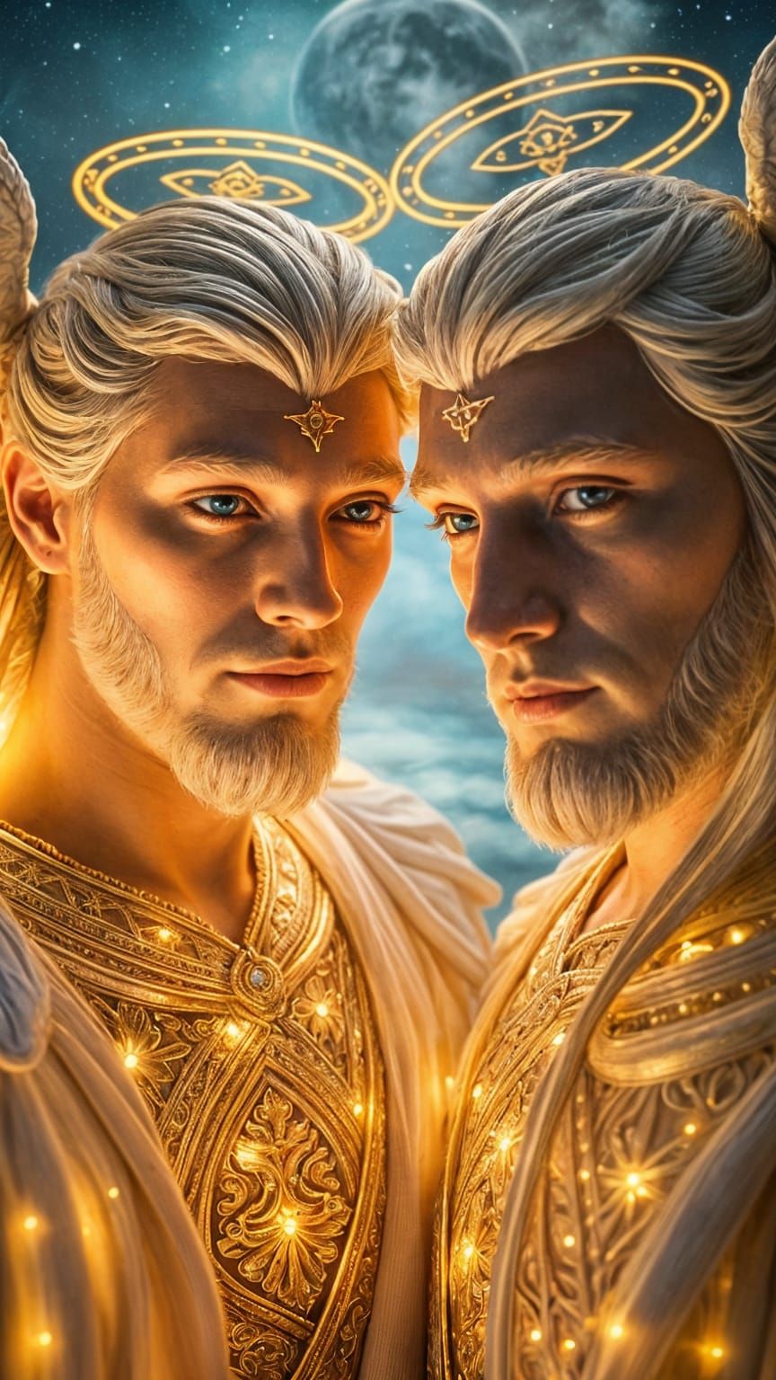 Angelic Celestial Beings with Divine Glyphs