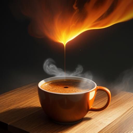 Fiery Coffee Brewed in Pixar Animation Style