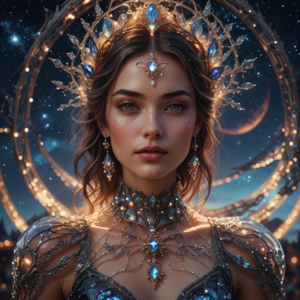 Woman in Glass Dress, Detailed Digital Painting